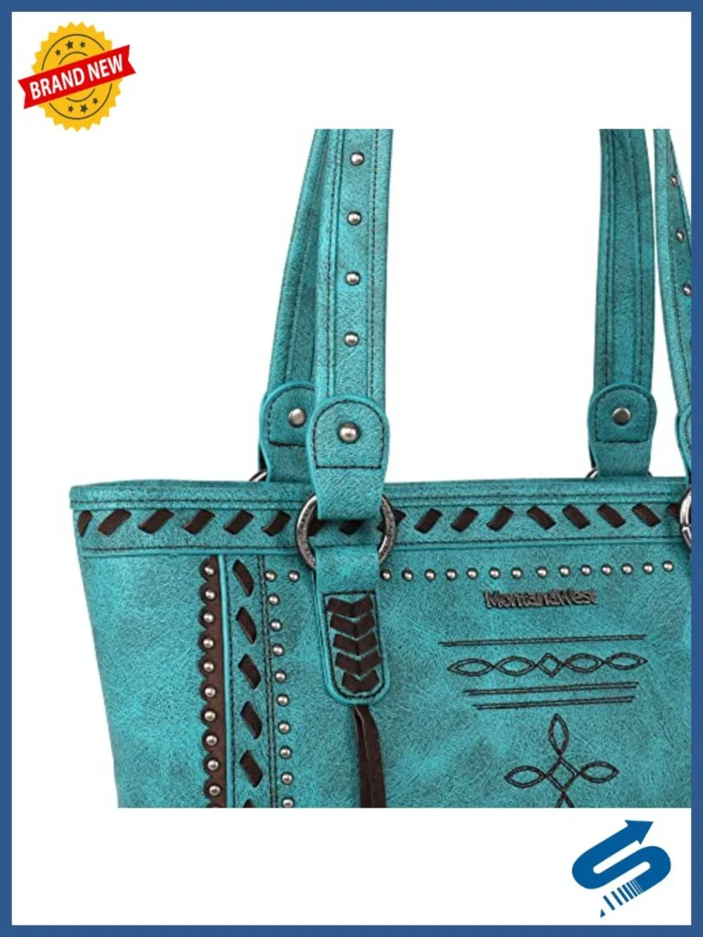 Western Tote Bag with Wallet Vegan Leather Studded Shoulder Handbag
